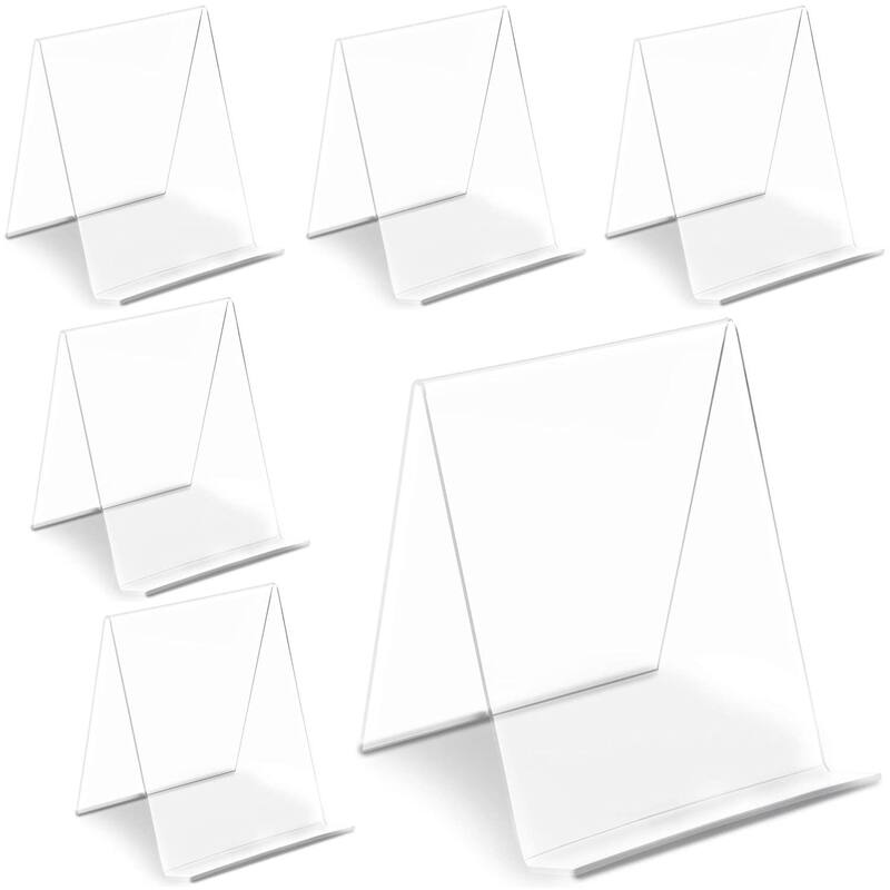 Juvale 6-Pack Acrylic Book Stands for Display, Clear Easel, Clear Book Stand, 4.5x5 in