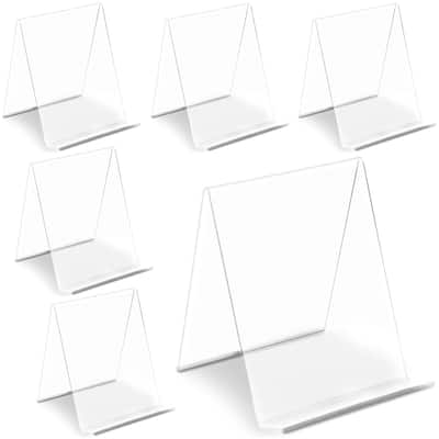 Juvale 6-Pack Acrylic Book Stands for Display, Clear Easel, Clear Book Stand, 4.5x5 in