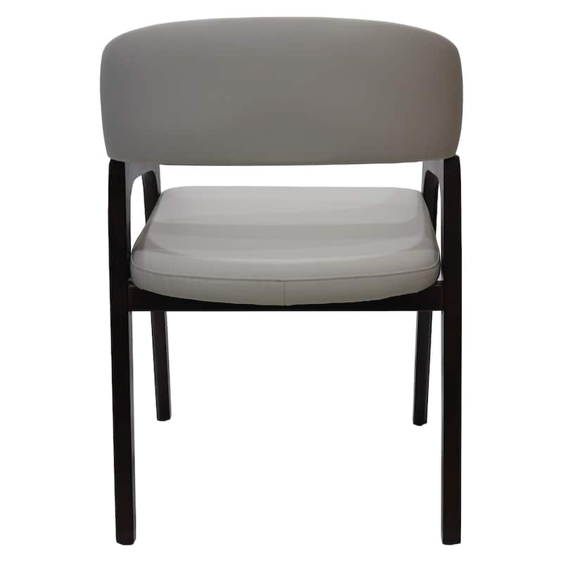 Cali Leather Dining Chair with Rubberwood Legs for Modern Kitchend and Dining Room Accent Arm Chair With Curved Open Back Design