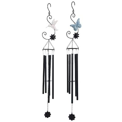 Transpac Metal Butterfly and Hummingbird Wind Chime Set of 2 - Multi