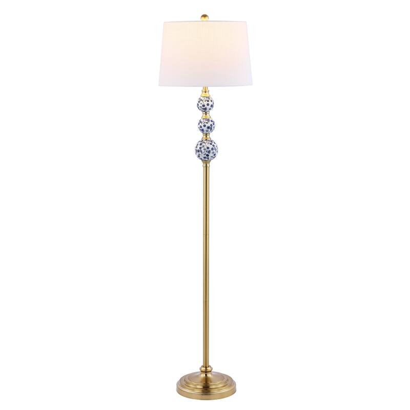 Aveiro 62.5" Classic Iron LED Floor Lamp, Transitional Gold with Blue and White by JONATHAN Y