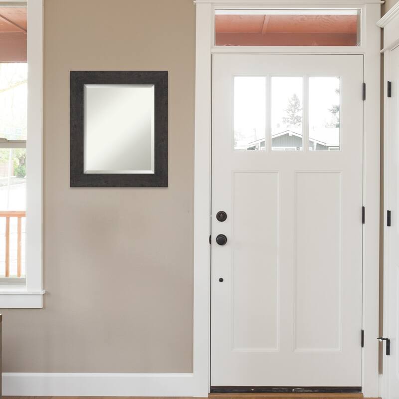 Beveled Wall Mirror - Rustic Plank Espresso Frame