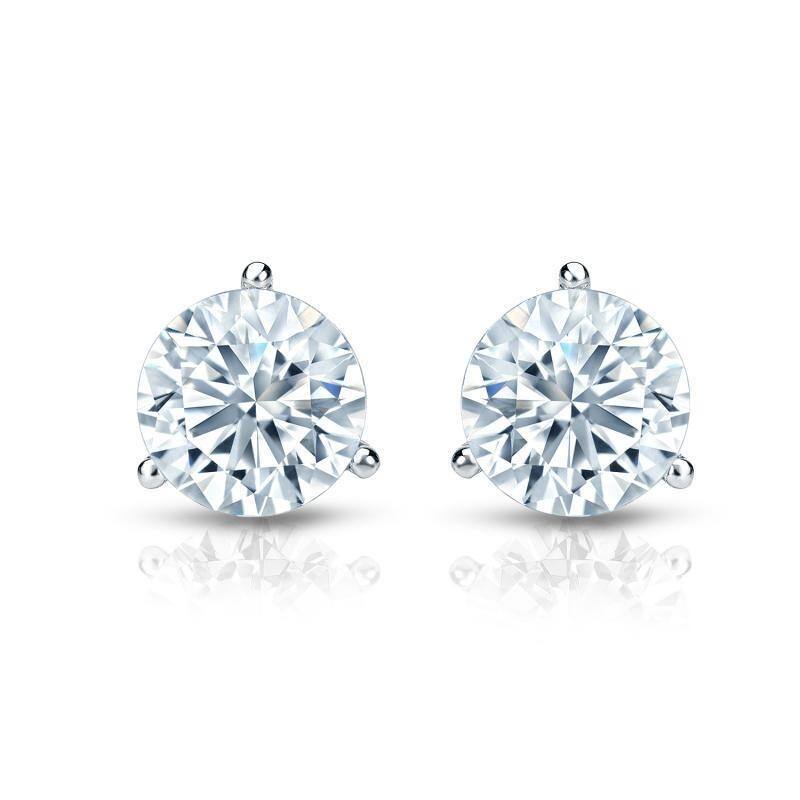 Auriya 14k Gold Round Diamond Stud Earrings 2 1/2ctw Martini-set Certified