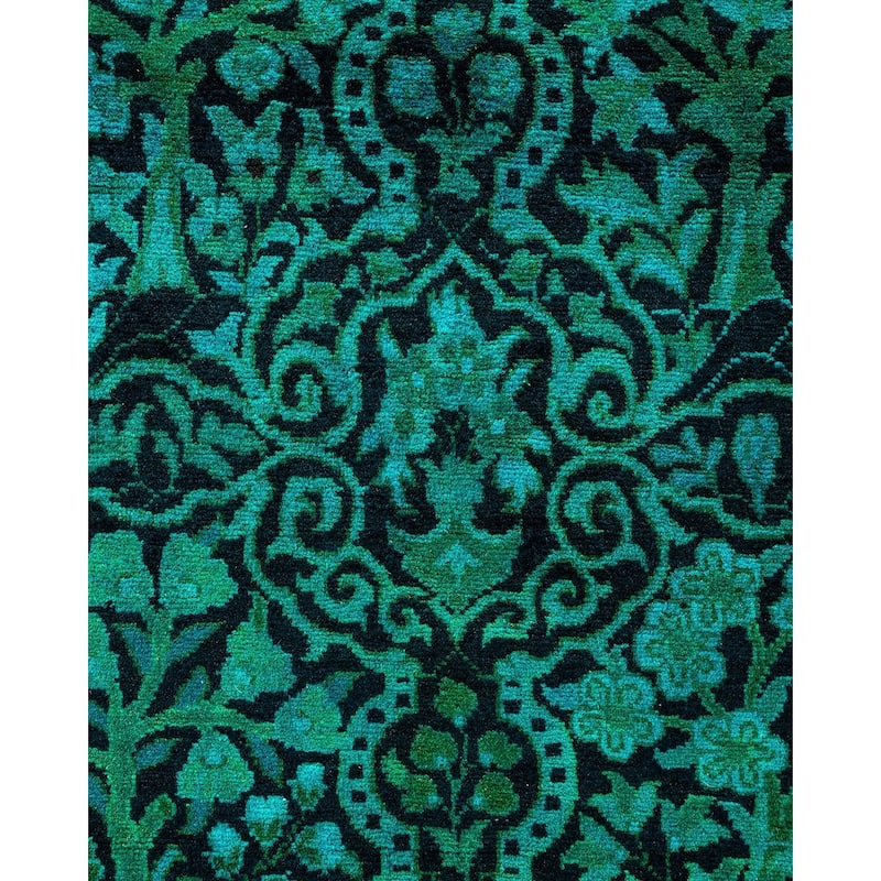Overton Hand Knotted Wool Vintage Inspired Modern Contemporary Overdyed Blue Area Rug - 8' 1" x 9' 0"
