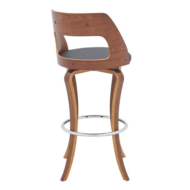 Grady Walnut Wood Upholstered Swivel Bar or Counter Stool