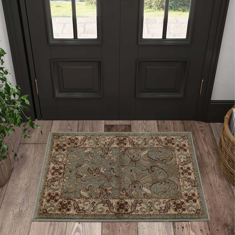 Superior Heritage Traditional Floral Scroll Indoor Area Rug - 2' x 3' - Dark Green