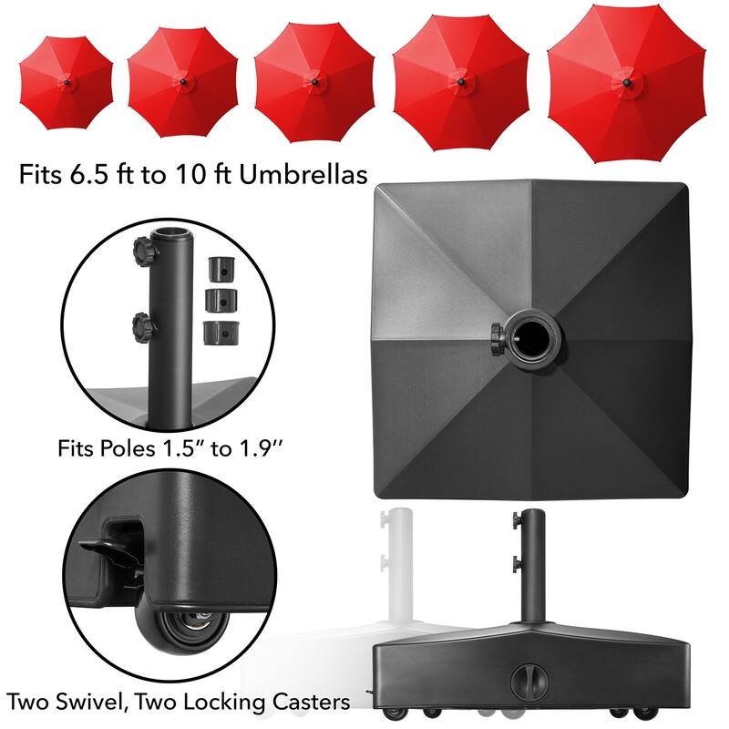Fillable Mobile Umbrella Base Stand w Wheels for Patio Lawn Deck - 24"