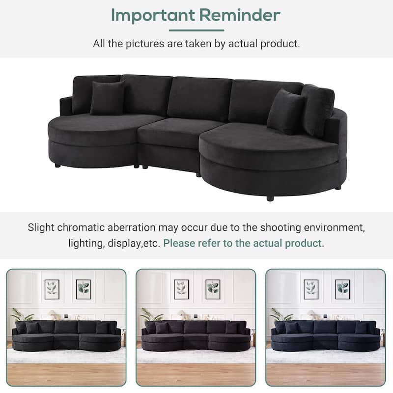 Christopher Knight Home - Xanthippe 3 Seater Upholstered Curved Design Sofa with Throw Pillow