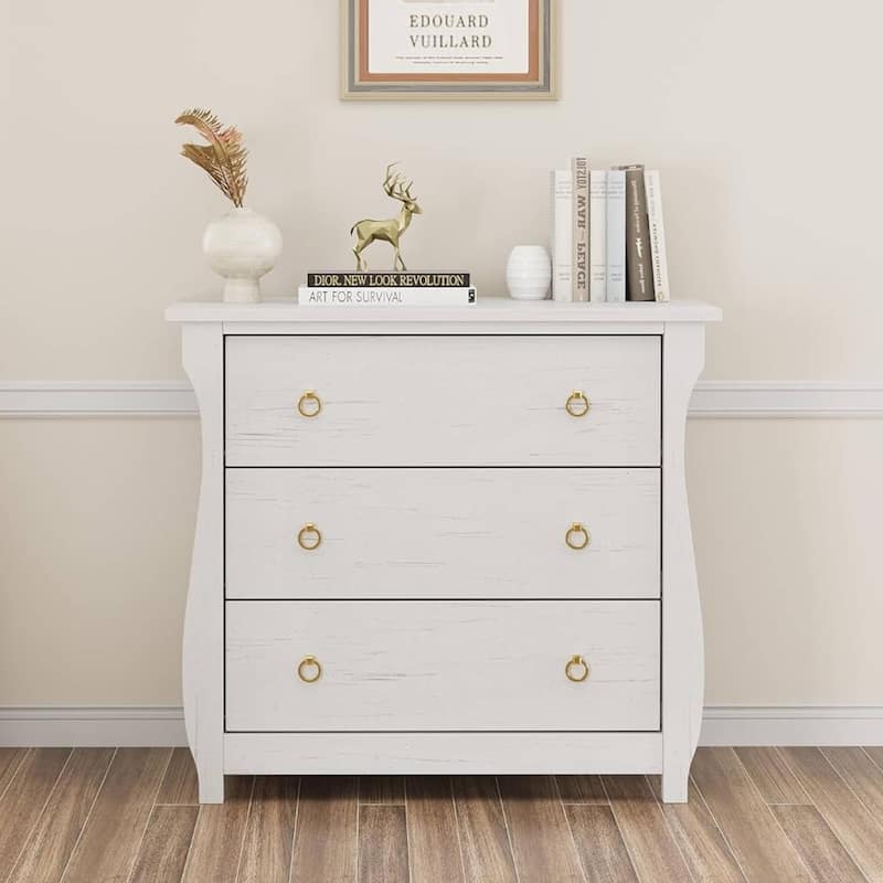 Natural 3-Drawer Dresser for Living Room, Bedroom, Entryway - White