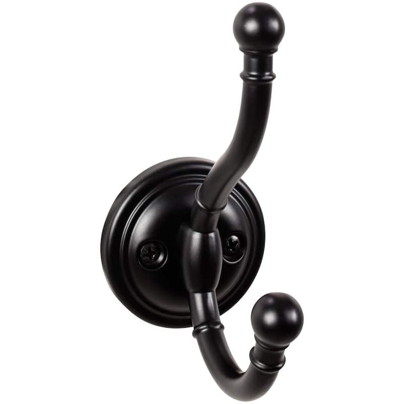 Top Knobs Hooks Double Robe Hook - Flat Black