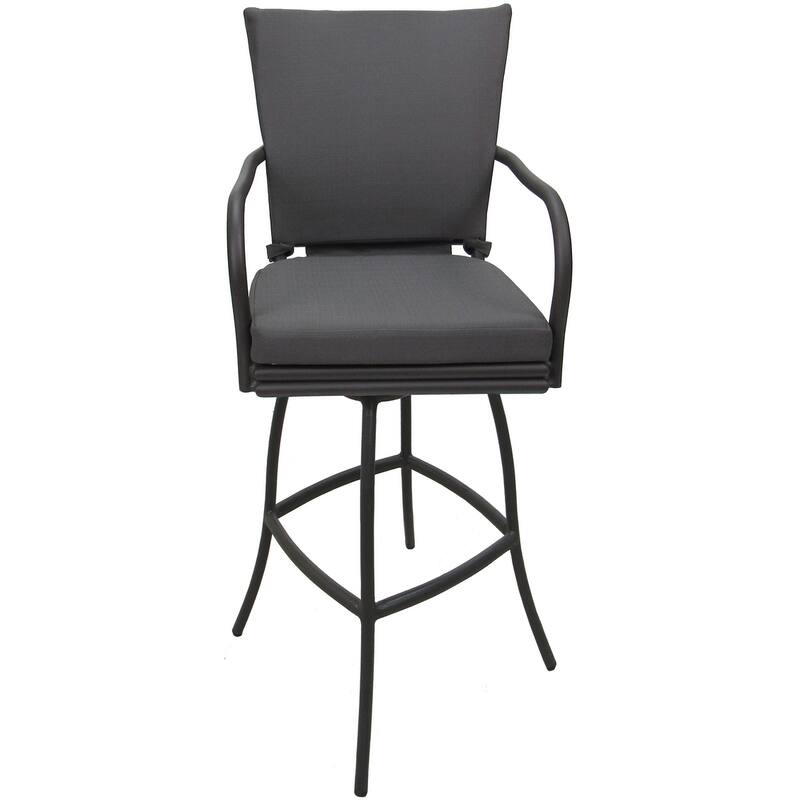 Outdoor or Indoor Counter 26", 30" or Extra Tall 34" Bar Stool - Ofir - Dark Gray Linen - Gray - Bar Height