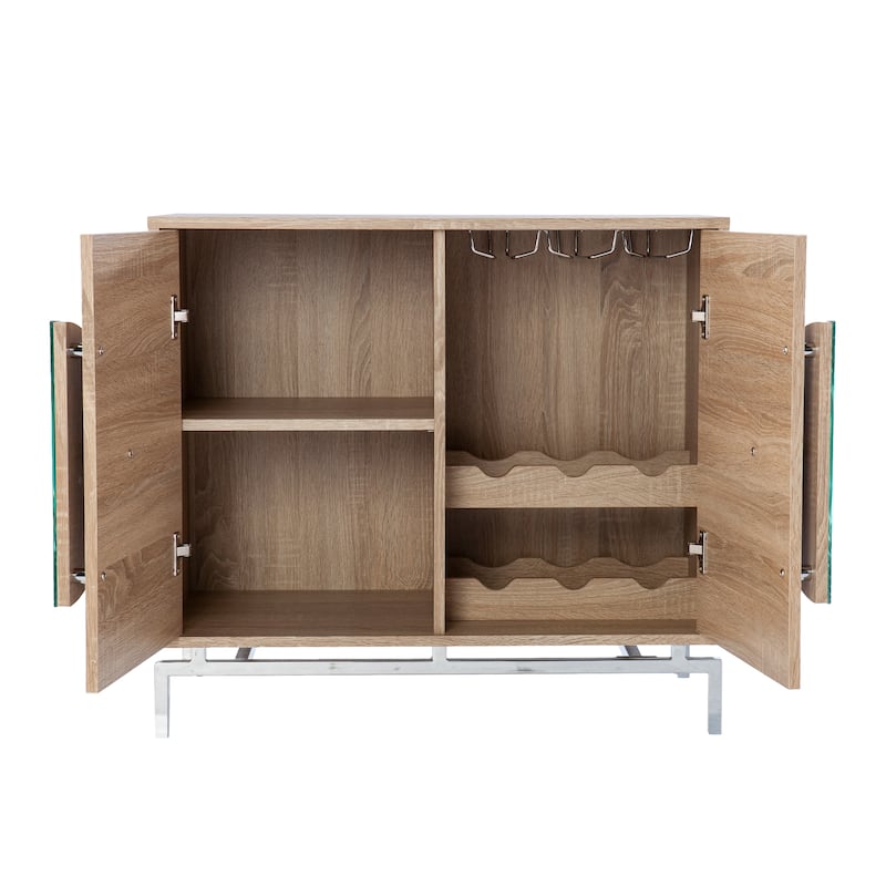 SEI Furniture Nettleton Contemporary Natural Wood Bar Cabinet