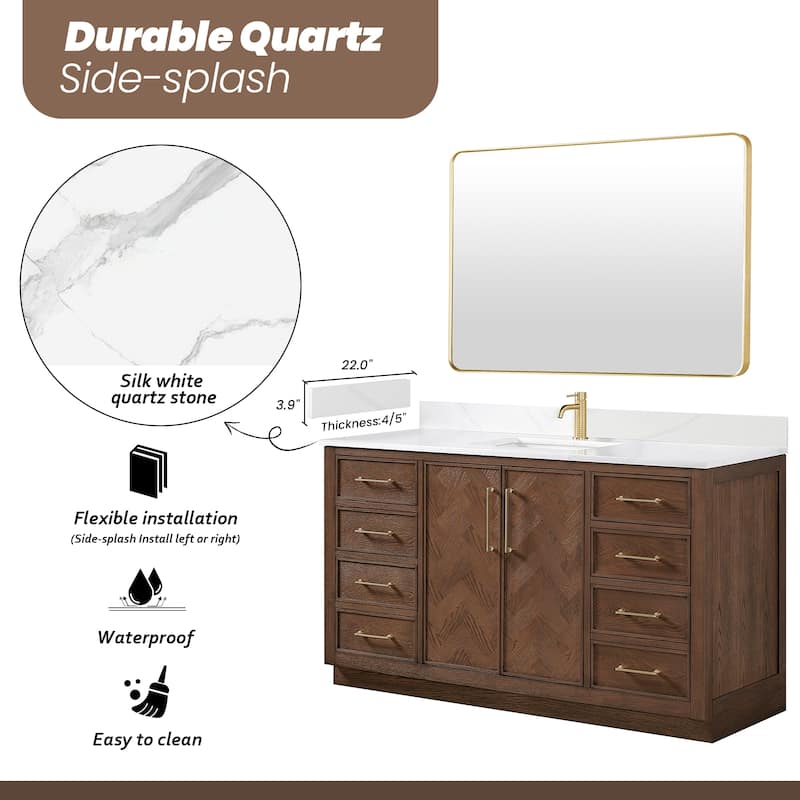 Jakarta Bath Vanity with Quartz Stone Top without Mirror