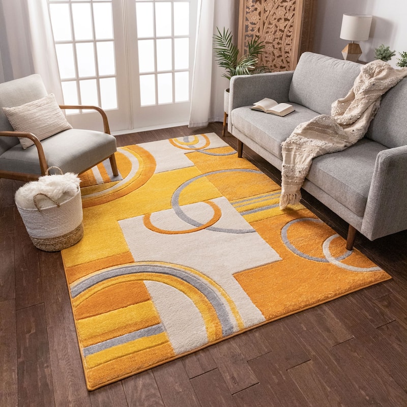 Well Woven Modern Geometric Arcs Shapes Area Rug 5'3 x 7'3