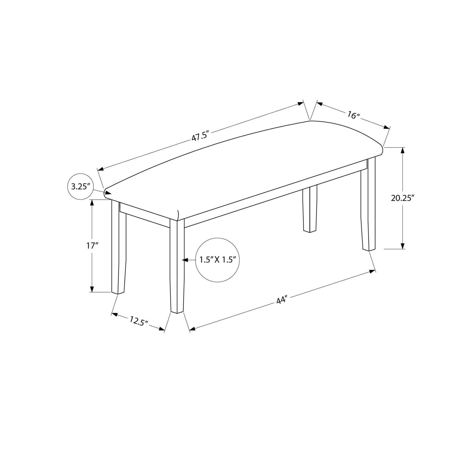 48" Rectangular Bench