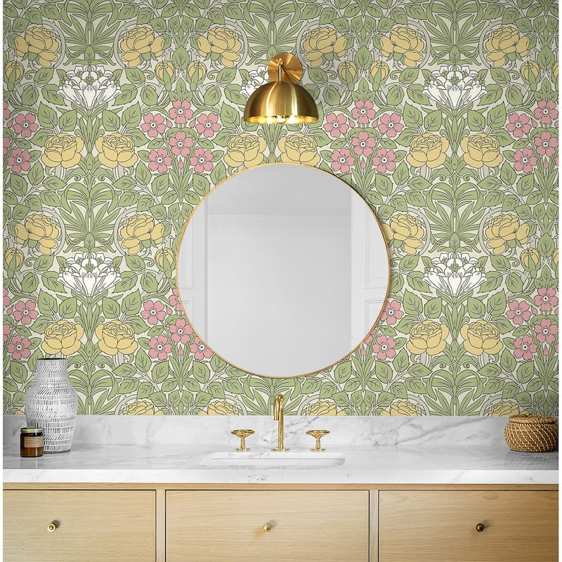 NextWall Vintage Rose Peel and Stick Wallpaper