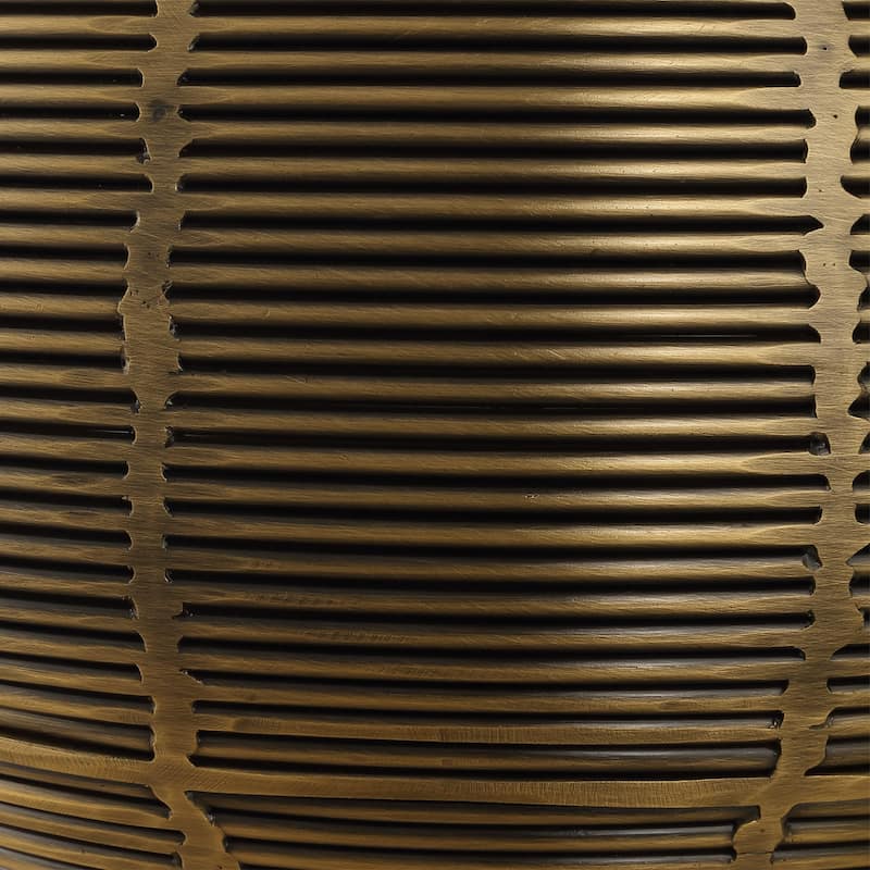 Hand Forged Steel Table Lamp with Drum Shade - 25" - Brushed Brass
