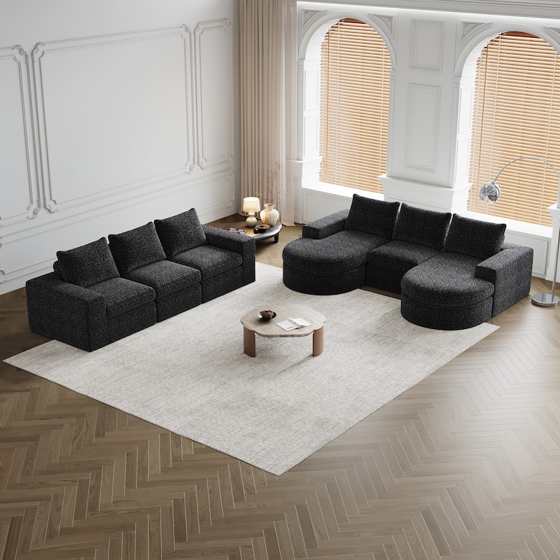 Roomfitters 99" Modern Chenille Cloud Curved Sectional Sofa with Chaise, L-Shaped Couch, for Living Room or Apartment