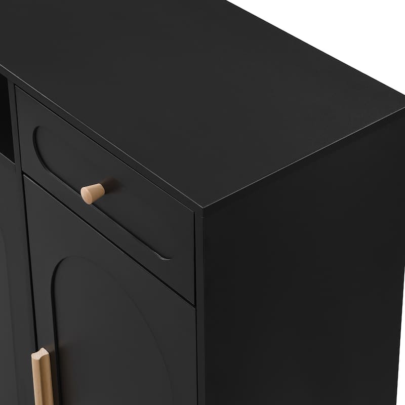 Arched 3-Door Shoe Cabinet, Versatile Entryway Storage Organizer, Hallway Side Cabinet with 1 Drawer & Adjustable Shelves