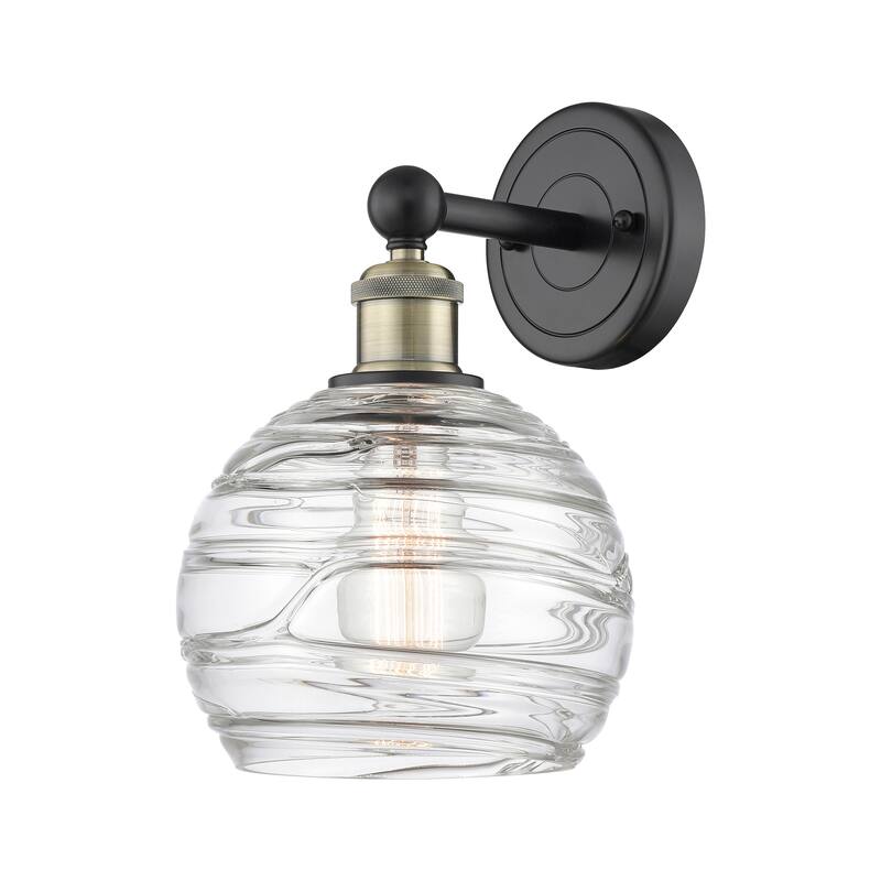 Innovations Lighting Athens Deco Swirl - 1 Light 8" Sconce - Black Antique Brass/Clear Deco Swirl
