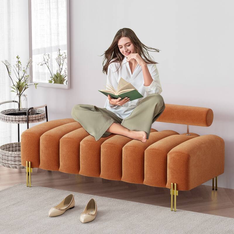 Ouyessir 52.2" Modern Channel Tufted Window Bench with Adjustable Back
