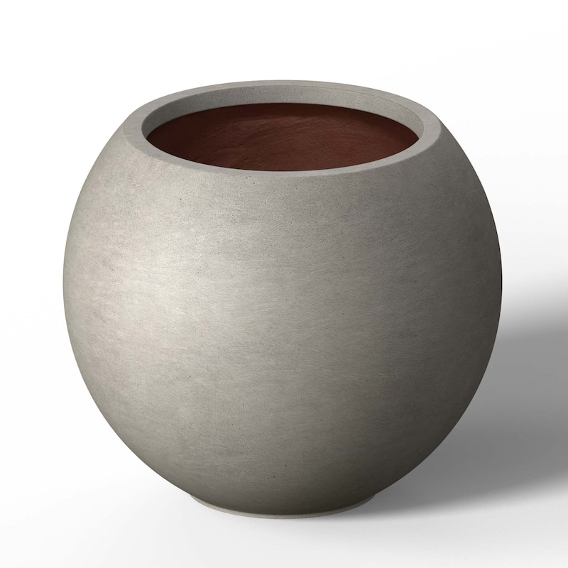 Concrete Round Planter / Pot with Enhanced Interior - 19 x 16.5 in - Natural Gray