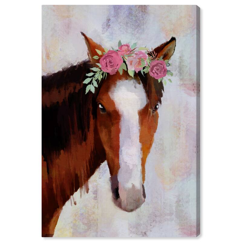 Wynwood Studio Canvas Animals Floral Horse White and Farmhouse Wall Art Canvas Print