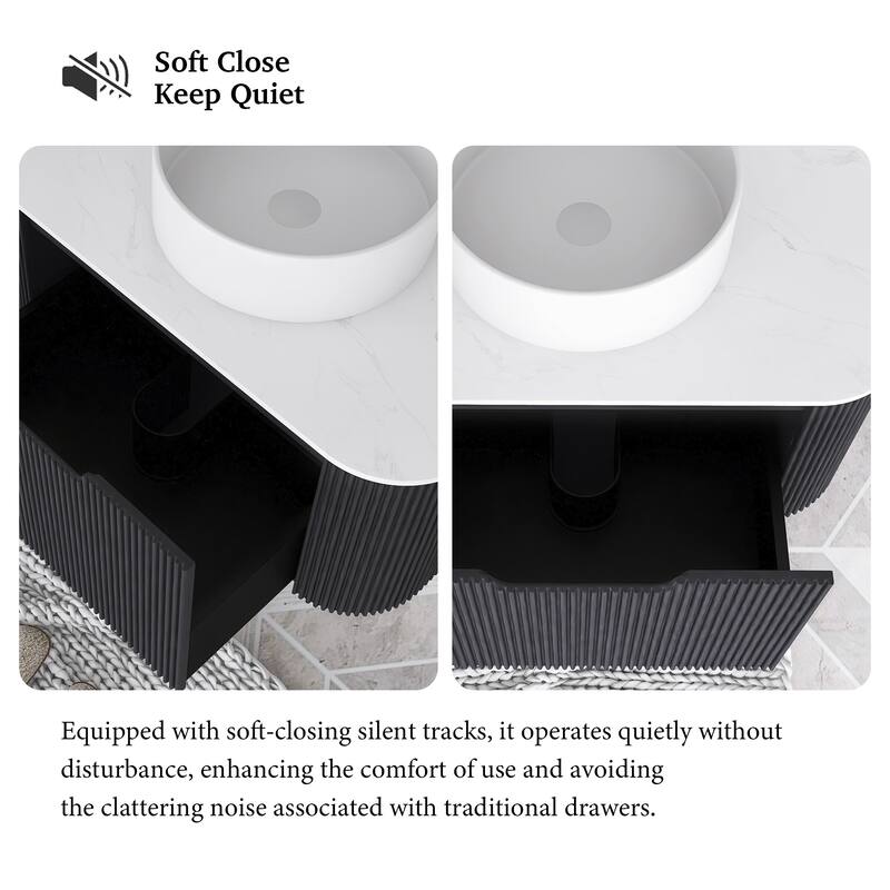 Wall-Mounted Bathroom Vanity with White Round Ceramic Sink