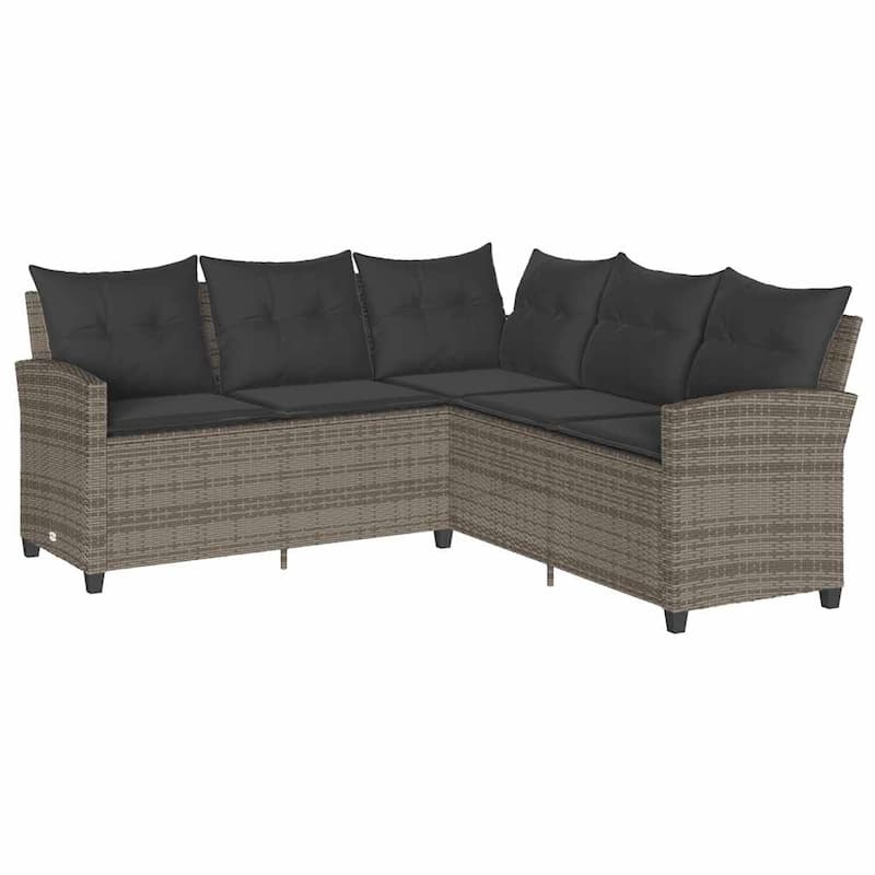 vidaXL Garden Sofa Set Grey PE rattan Large Removable Covers - 29.9 x 29.9 x 29.1
