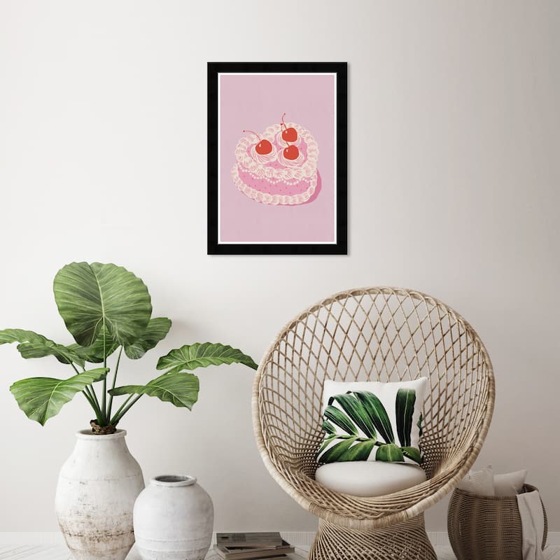 Wynwood Studio Prints Food Cuisine Blush Heart Cherry Pink Wall Art - Black