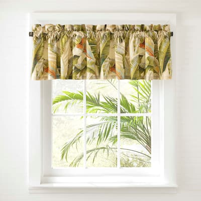 Tommy Bahama Palmiers Green Cotton Pole Top Valance - 15"l x 72"w