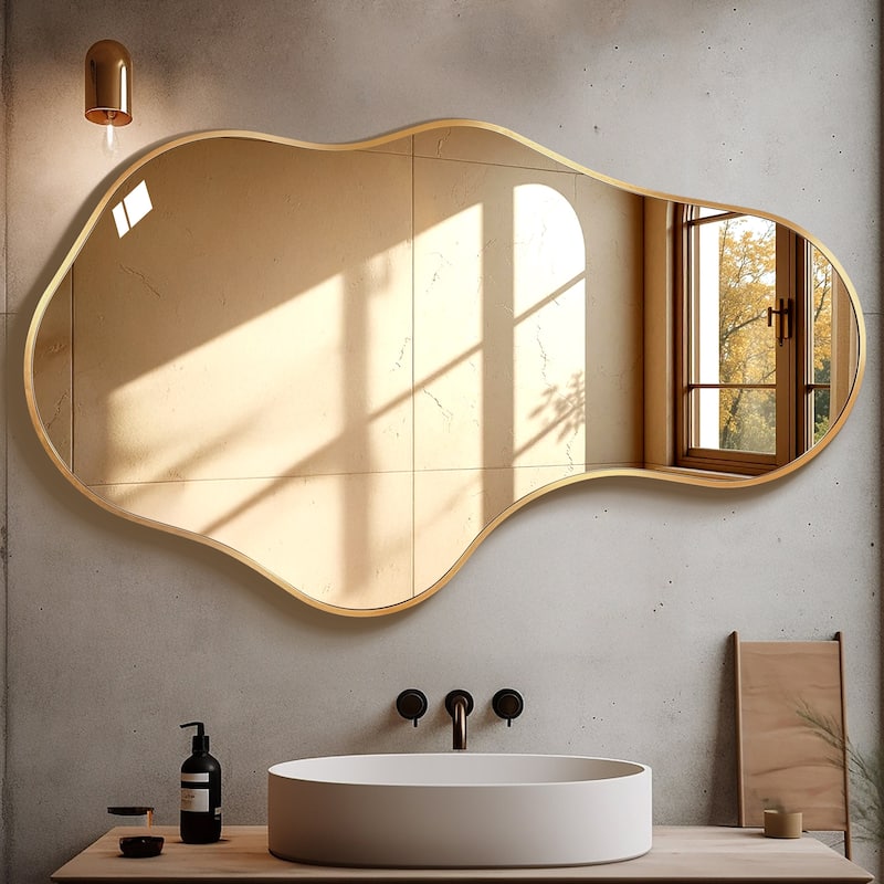 Irregular Wall Mirror Decorative Asymmetrical Wall Mirror - 43x26 - Gold