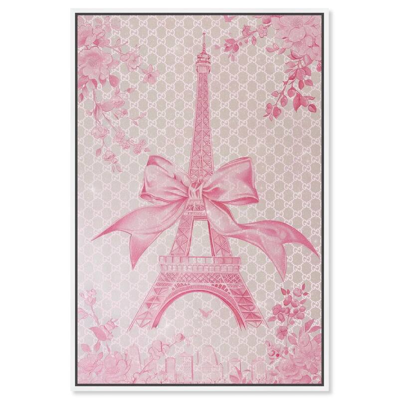 Ribbon Eiffel Tower Canvas by Art Remedy - White - 36" x 54"