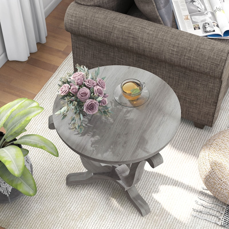DH BASIC Farmhouse Vintage Grey Oak 25-inch End Table by Denhour