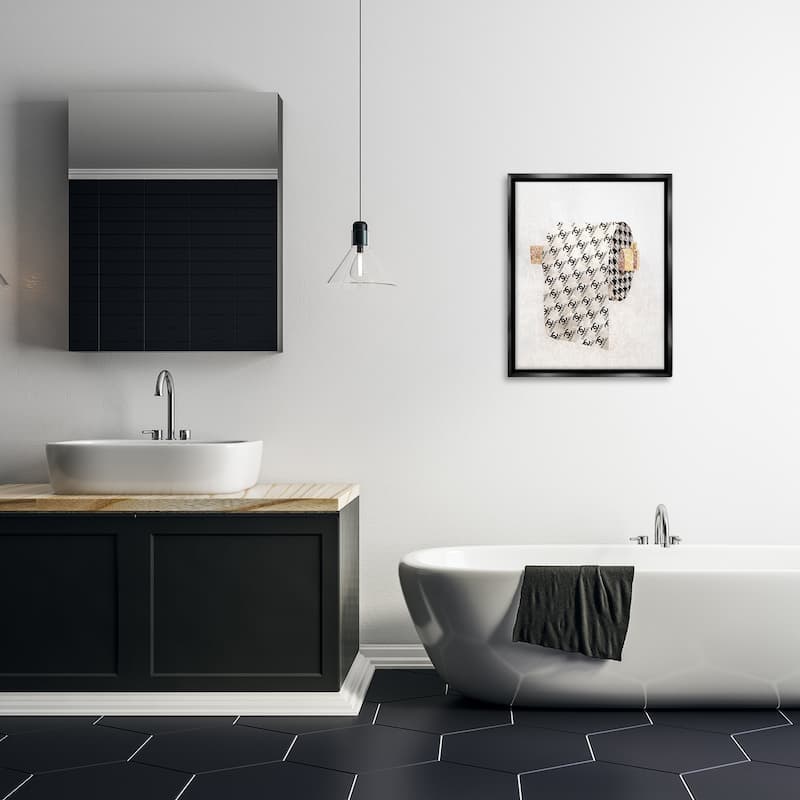 Stupell Fashion Glam Toilet Paper Designer Detailing Floater Frame - Off-White