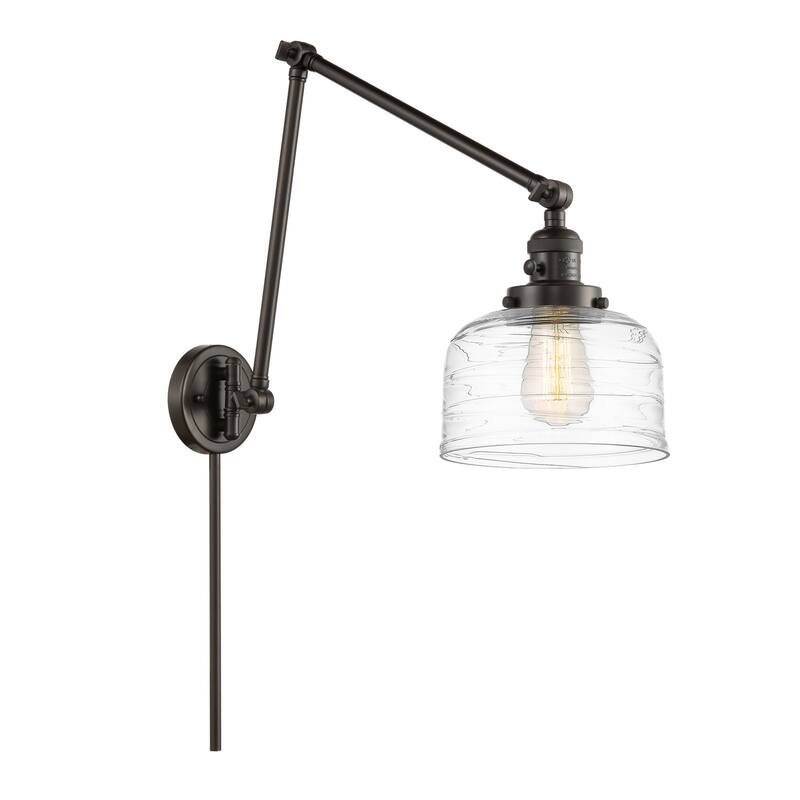 Innovations Lighting 238-30-8 Bell Sconce Bell 30" Tall Hardwired or - Oil Rubbed Bronze / Clear Deco Swirl