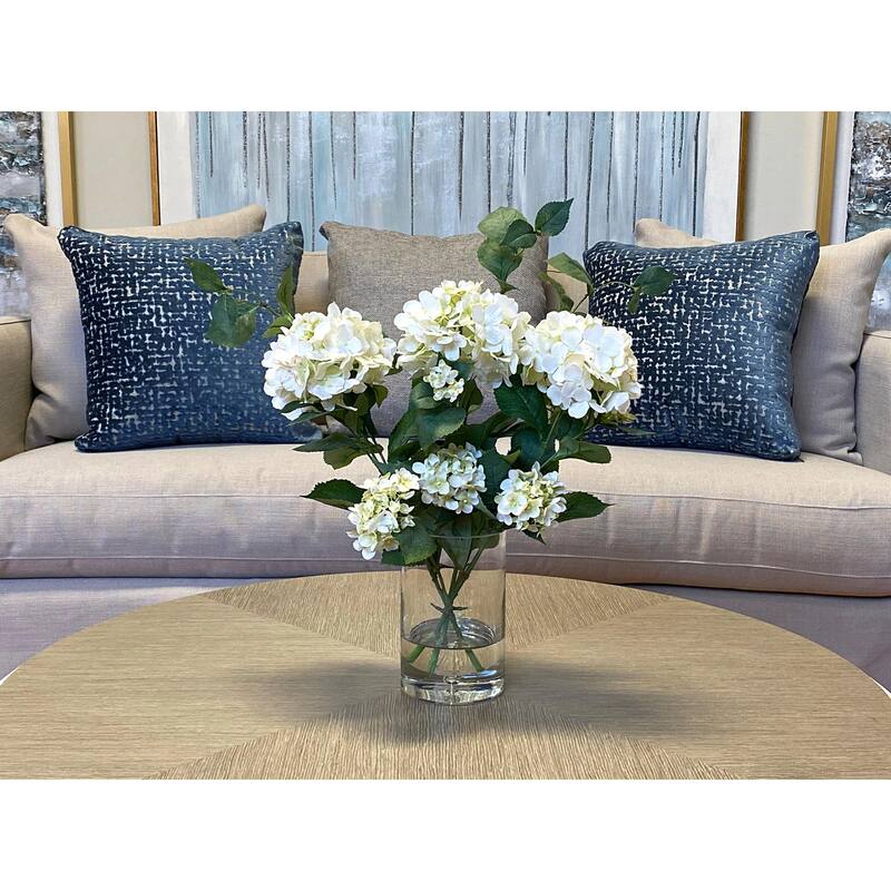 Hydrangea Floral Arrangement in a Clear Glass Vase