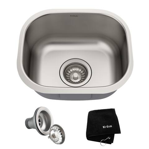 KRAUS Premier Stainless Steel 15 inch Undermount Kitchen Bar Sink