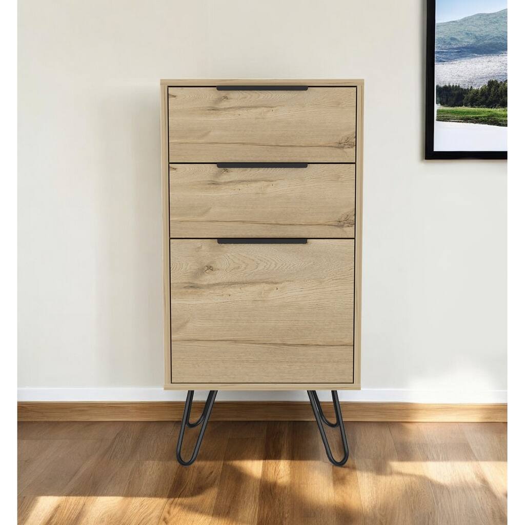 HomeRoots 18" Natural Three Drawer Standard Chest