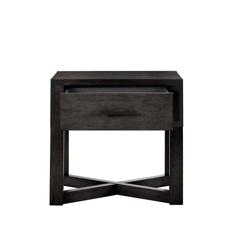 Mendocino Wood Finish X-Base End Table with Drawer by iNSPIRE Q Classic