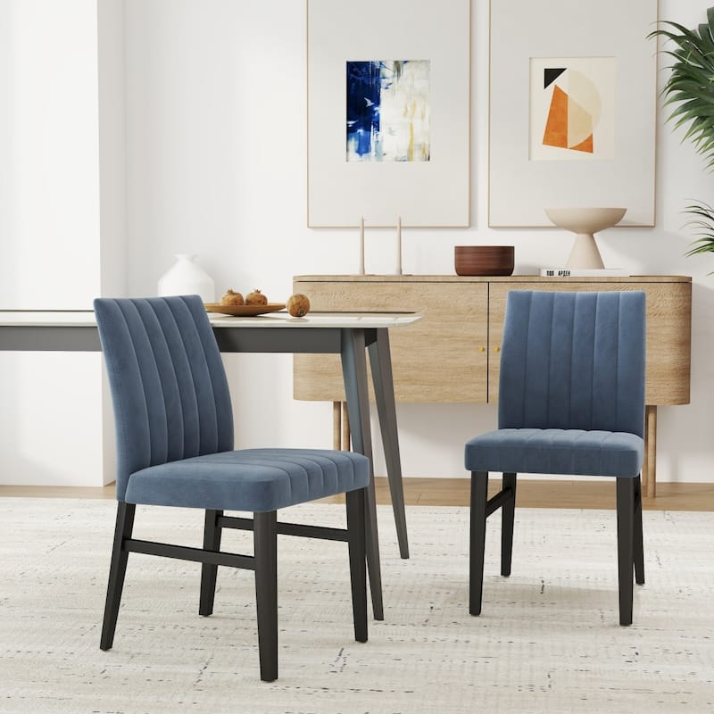 Contemporary Upholstered Dining Chairs, Set of 2 - Blue