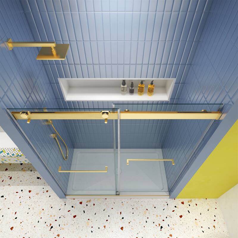 60" x 74" Brushed Gold Frameless Bypass Shower Door