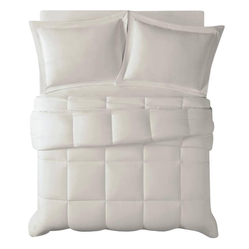 Truly Calm Antimicrobial 3 Piece Down Alternative Comforter Set - Khaki - Full - Queen