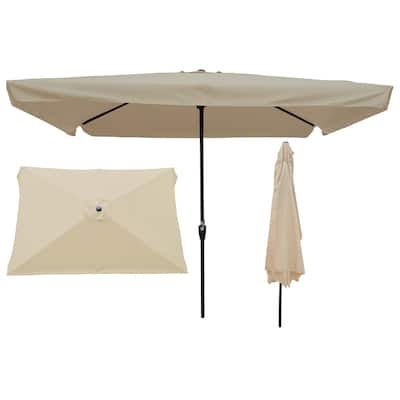 10 x 6.5ft Rectangular Patio Umbrella with Crank and Push Button Tilt