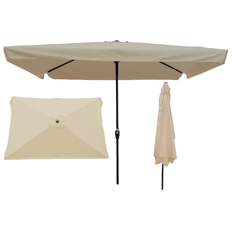 10x6.5ft Rectangular Patio Umbrella Outdoor Market Umbrellas with Crank and Push Button Tilt for Garden