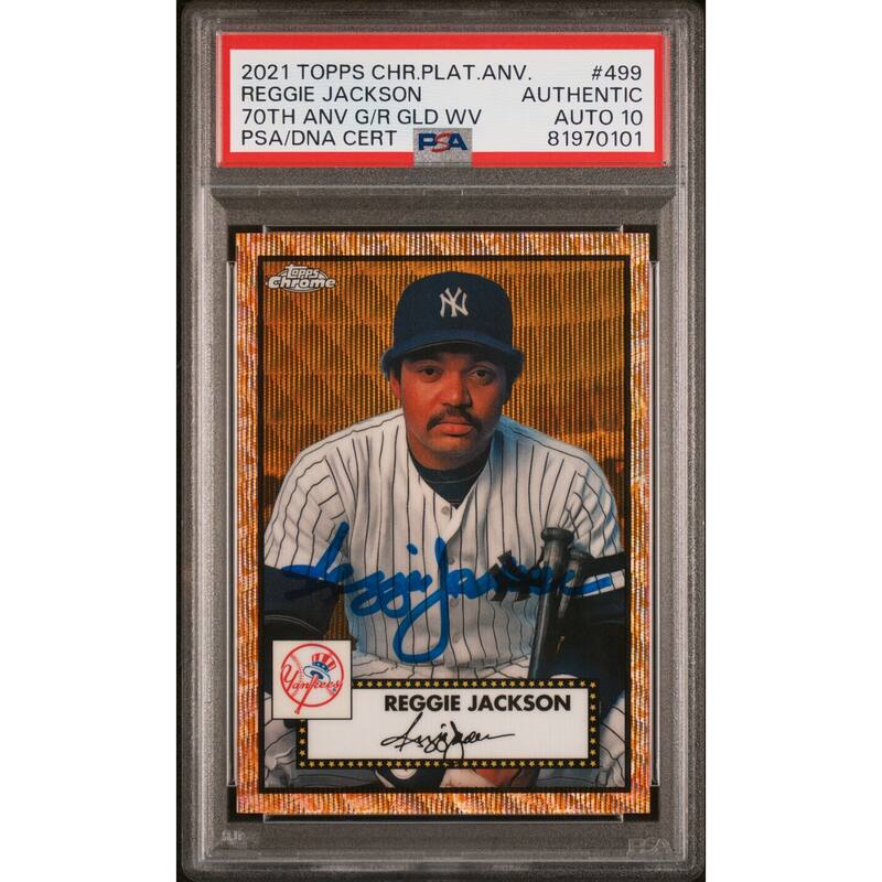 Reggie Jackson 2021 Topps Chrome Gold Signed Card #499 Auto Graded PSA 10 23/50 - 8'6" x 11'6"