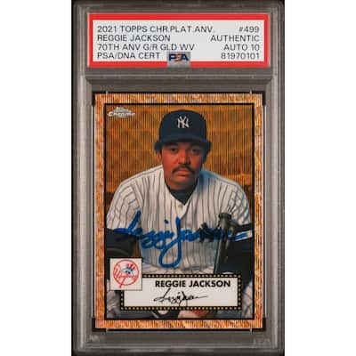 Reggie Jackson 2021 Topps Chrome Gold Signed Card #499 Auto Graded PSA 10 23/50 - 8'6" x 11'6"