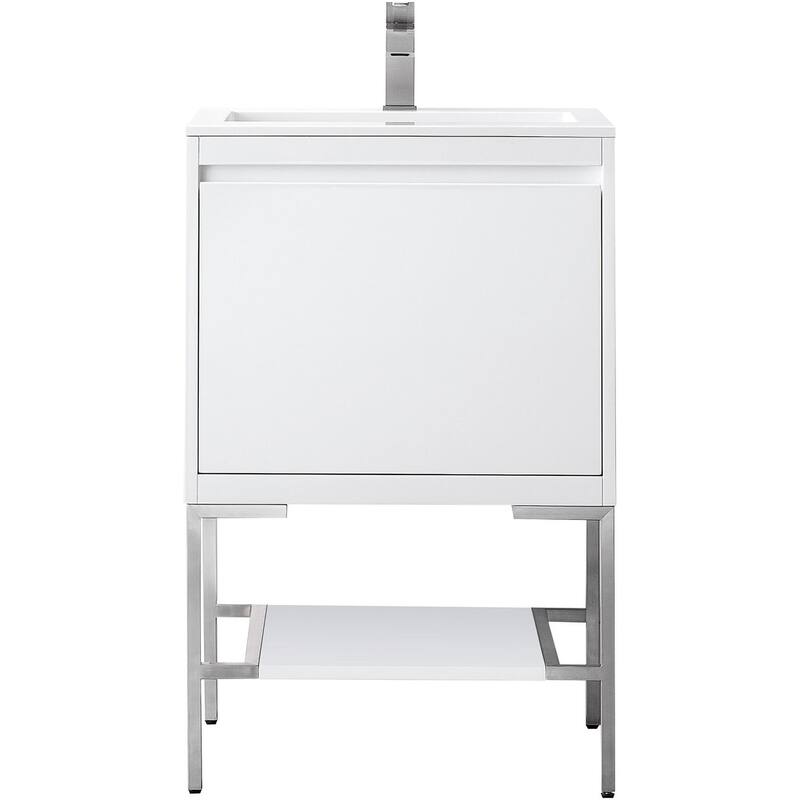 James Martin Vanities 805-V23.6-BN-GW Mantova 24" Single Basin Poplar - Glossy White - Painted