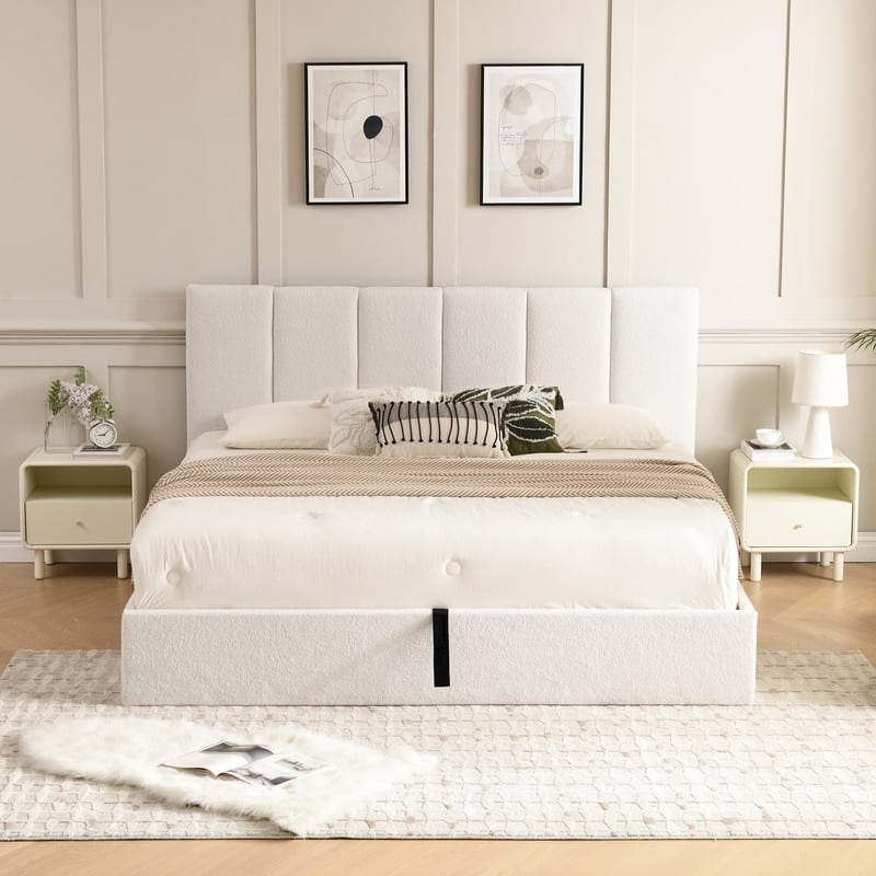 Full Size Lift-Up Storage Bed, White