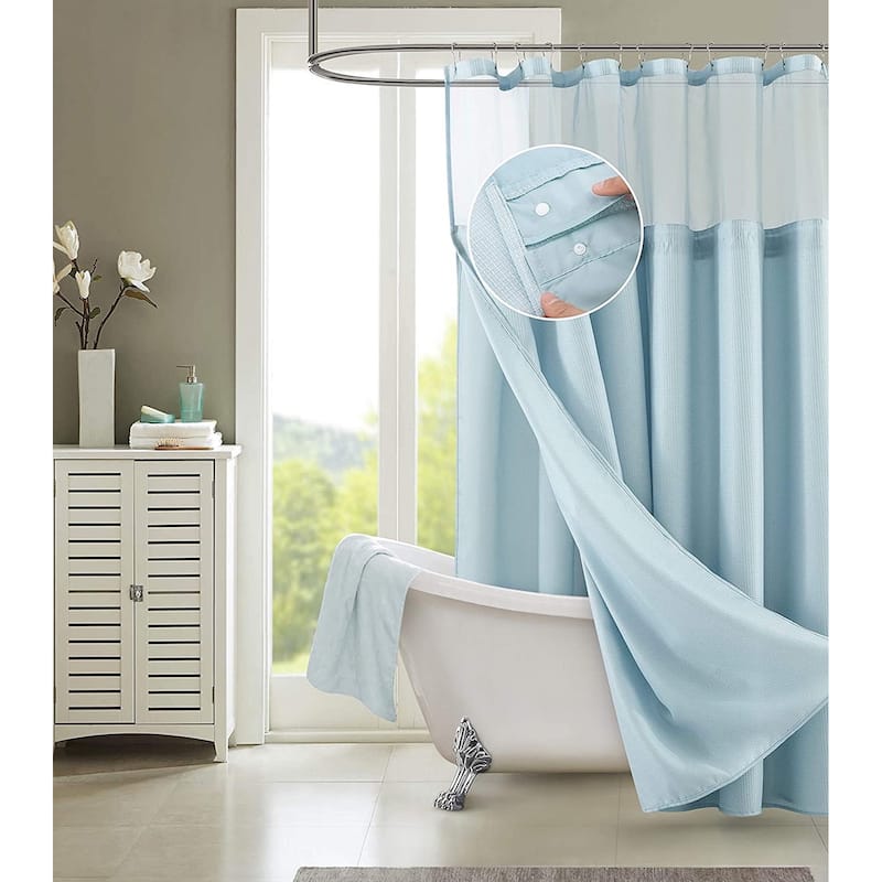 Porch & Den Roycroft Hotel Shower Curtain with Detachable Liner - Sky Blue